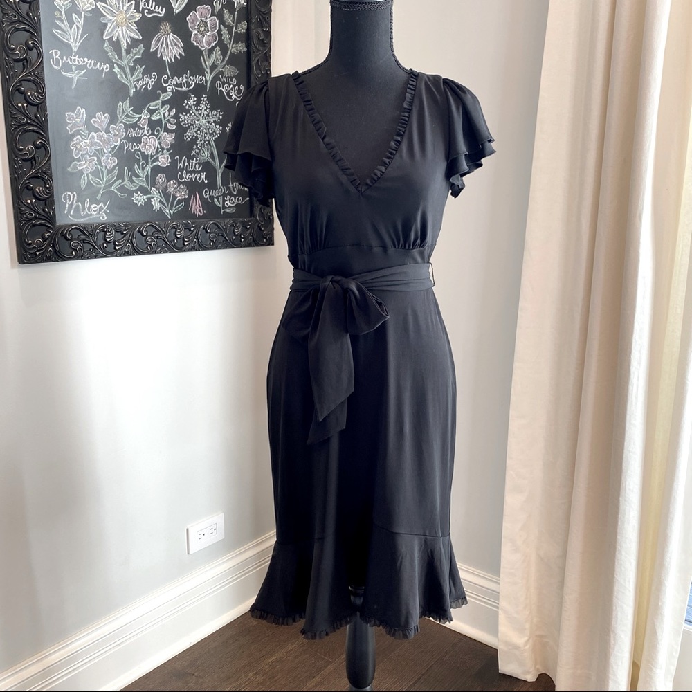 WHBM V-neck black dress